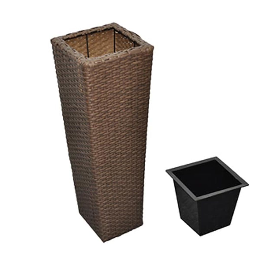 Garten-Hochbeet 3-tlg. Poly Rattan Braun