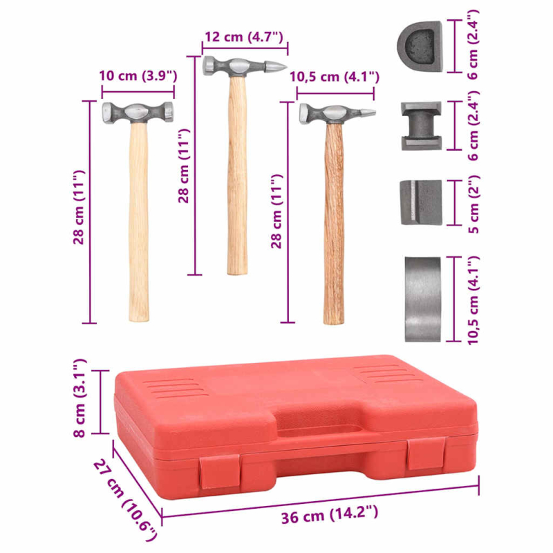 7-tlg. Karosserie-Ausbeulset Ausbeulhammer Dellen-Reparatur-Set