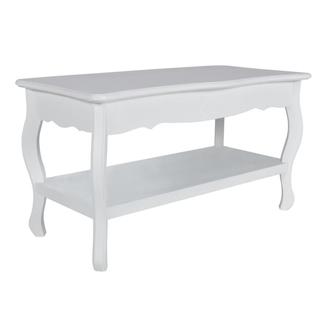 Couchtisch mit Ablage MDF Weiß