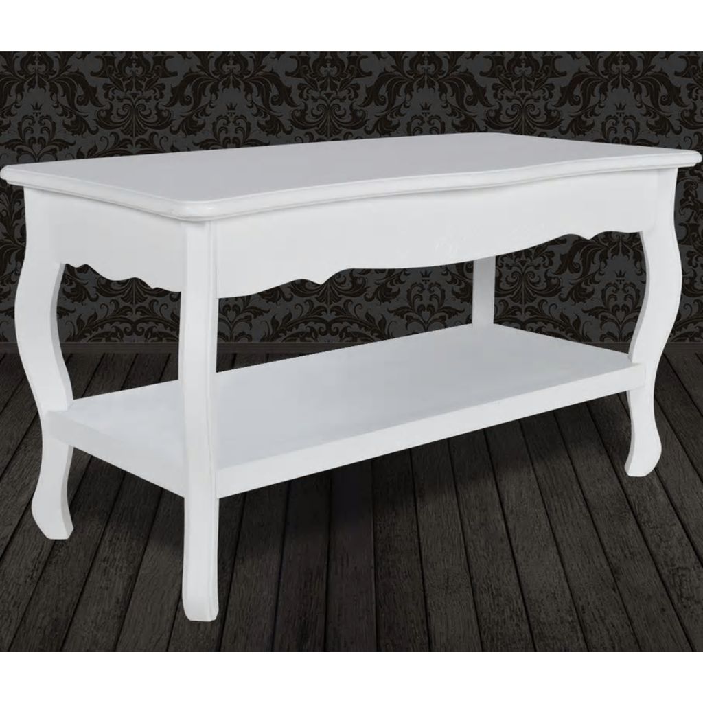 Couchtisch mit Ablage MDF Weiß