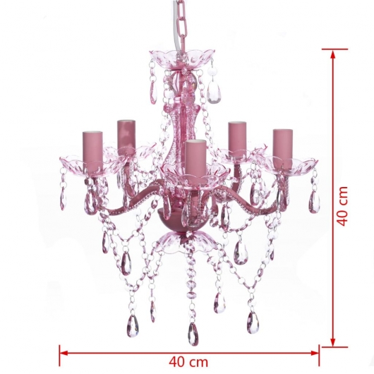 Kronleuchter 5 Glühbirnen Rosa