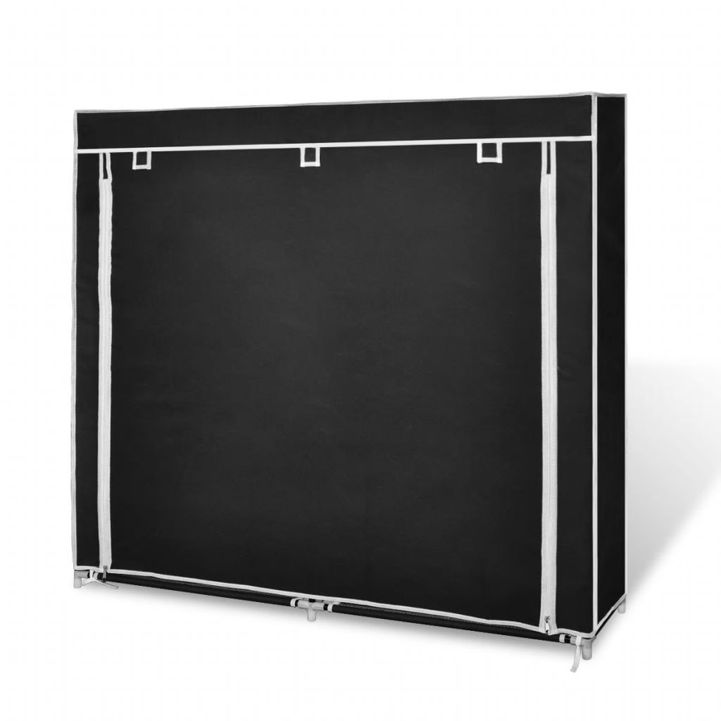 Stoff Schuhschrank mit Abdeckung 115 x 28 x 110 cm Schwarz