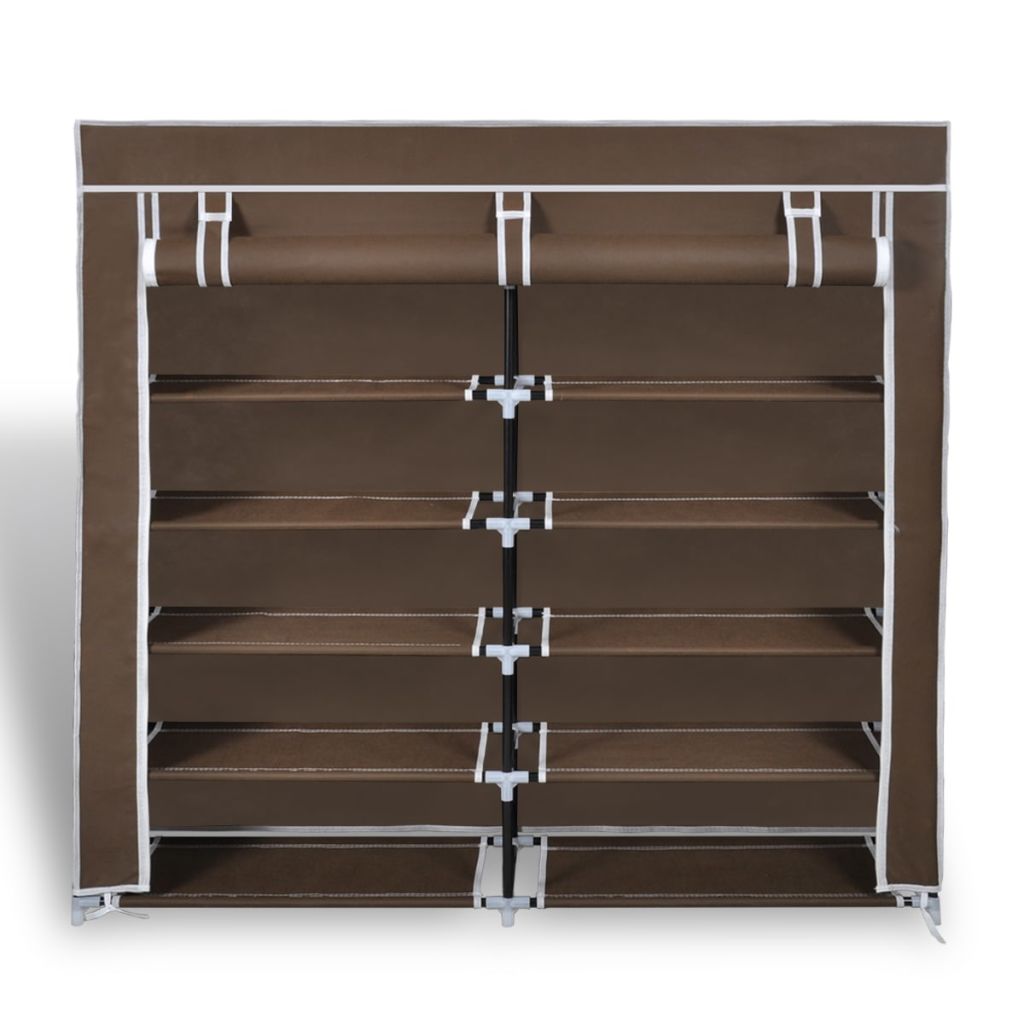 Stoff Schuhschrank mit Abdeckung 115 x 28 x 110 cm Braun
