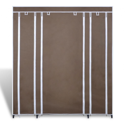 Stoffschrank mit Fächern und Stangen 45×150×176 cm Braun