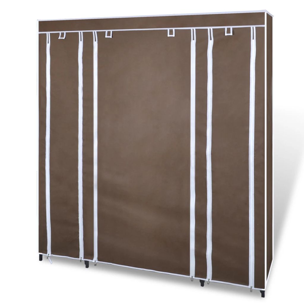 Stoffschrank mit Fächern und Stangen 45×150×176 cm Braun