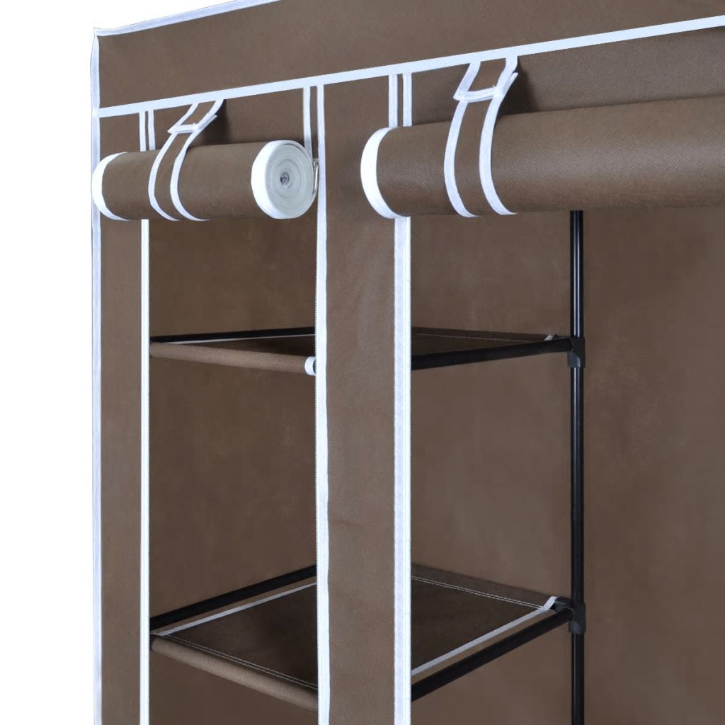 Stoffschrank mit Fächern und Stangen 45×150×176 cm Braun
