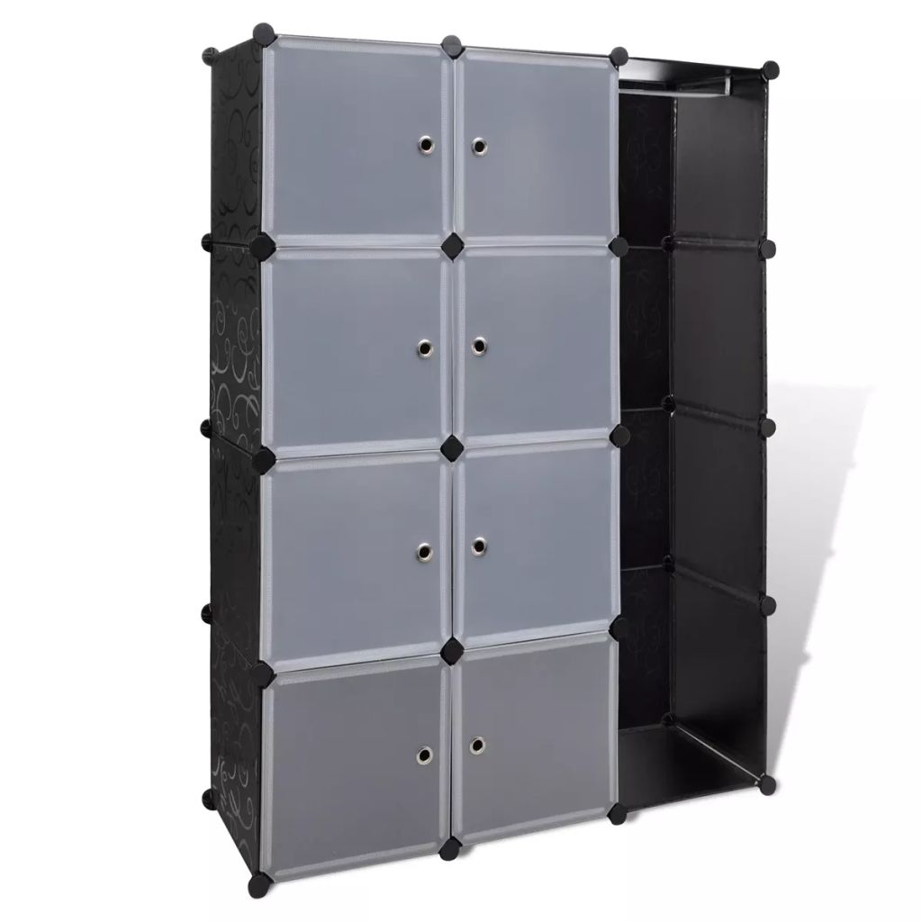 Modularer Schrank mit 9 Fächern 109x36,5x143cm Schwarz und Weiß