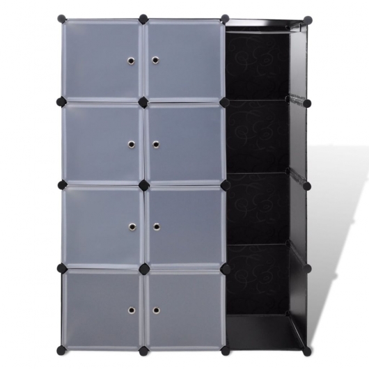 Modularer Schrank mit 9 Fächern 109x36,5x143cm Schwarz und Weiß