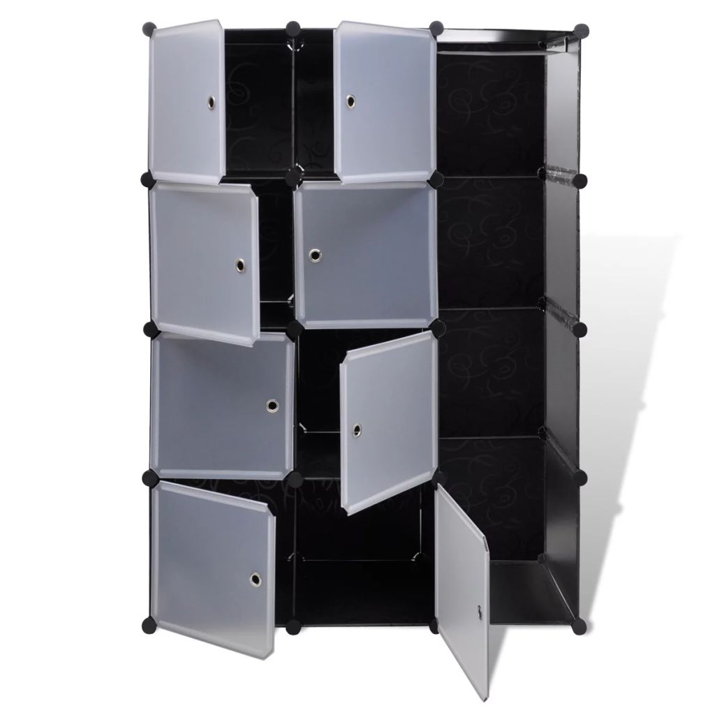 Modularer Schrank mit 9 Fächern 109x36,5x143cm Schwarz und Weiß