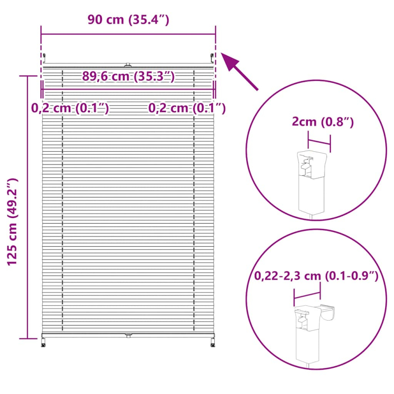 Verdunklungsplissee 90×125 cm Weiß