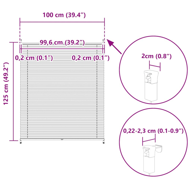 Verdunklungsplissee 100x125 cm Weiß