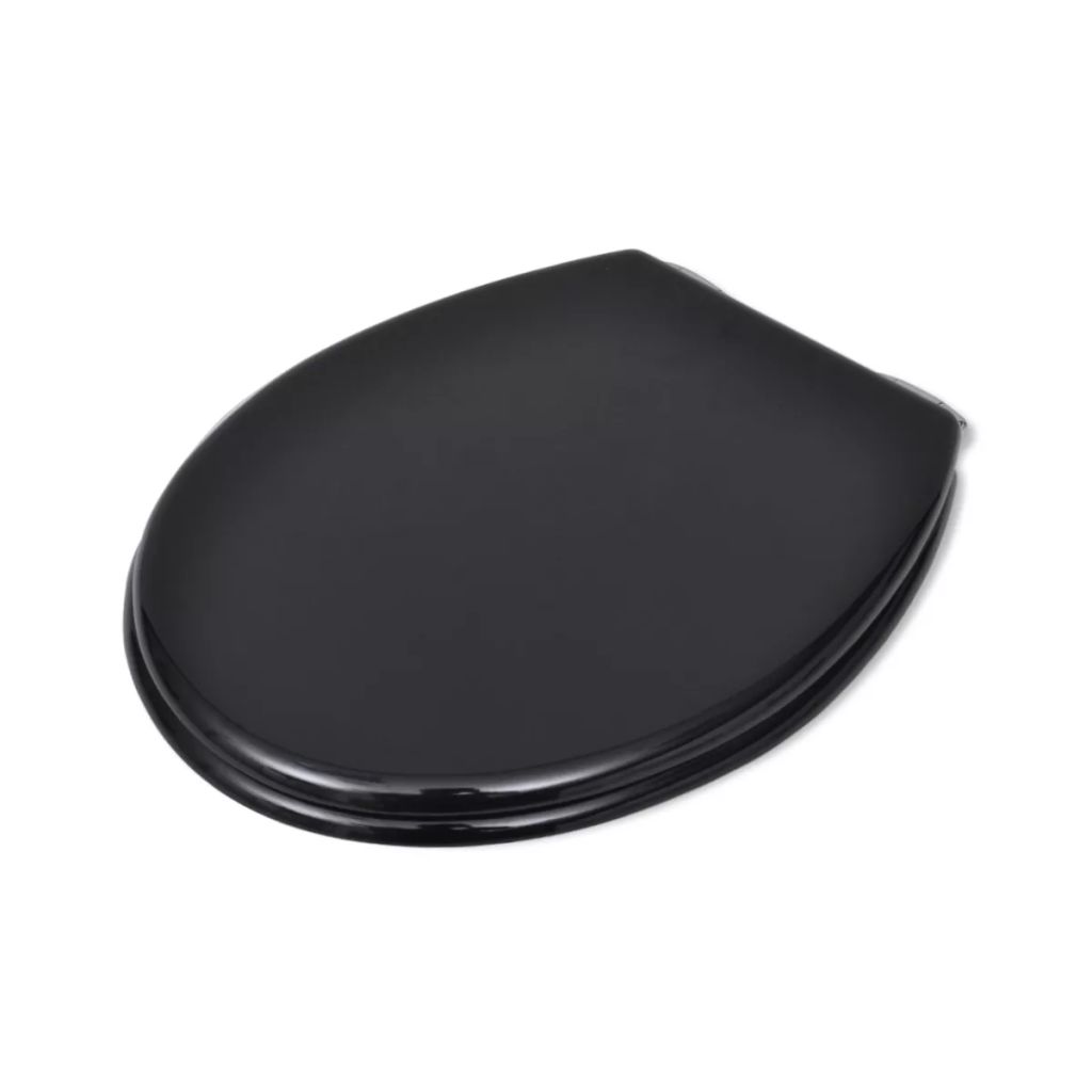 Toilettensitz MDF Deckel mit Absenkautomatik Design Schwarz