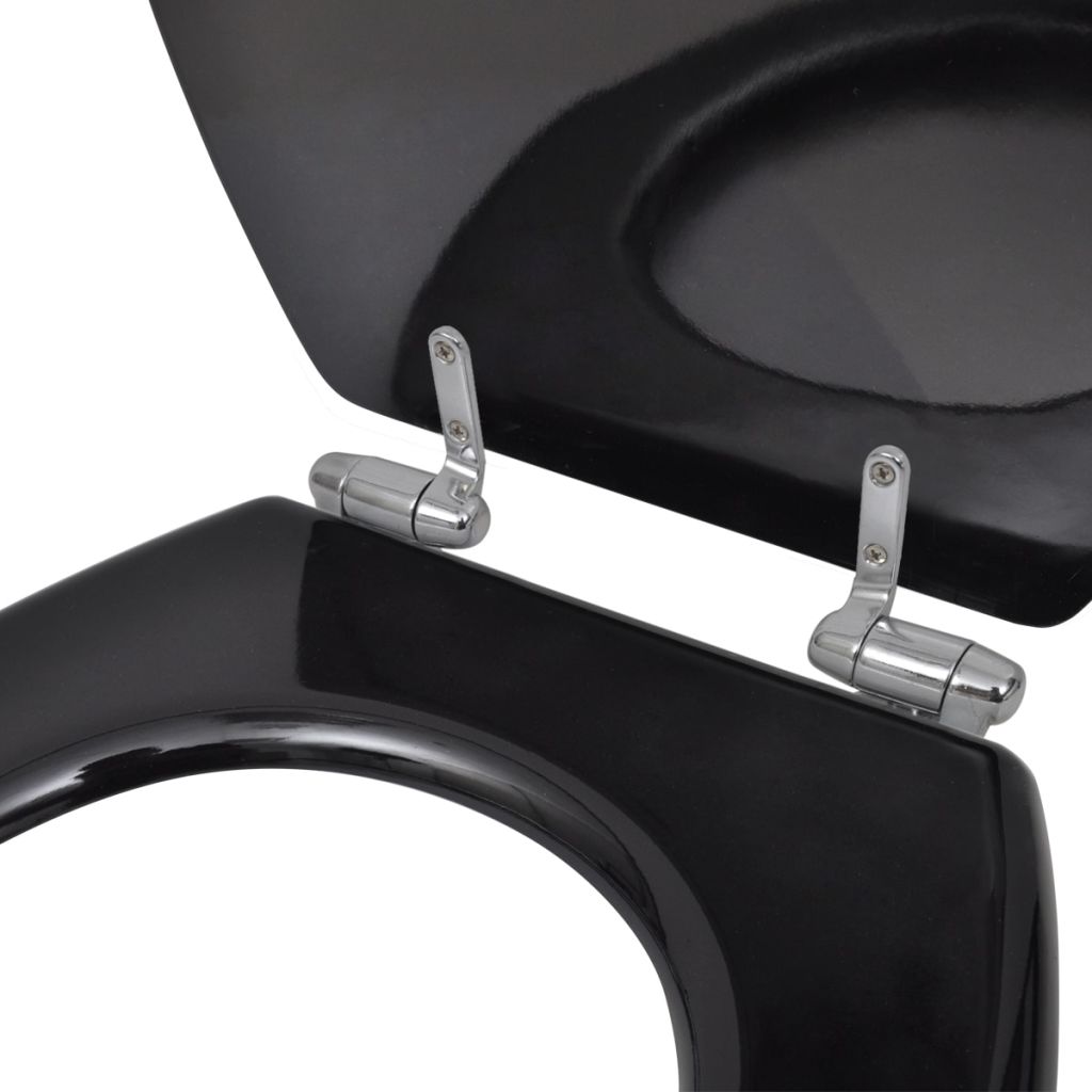 Toilettensitz MDF Deckel mit Absenkautomatik Design Schwarz