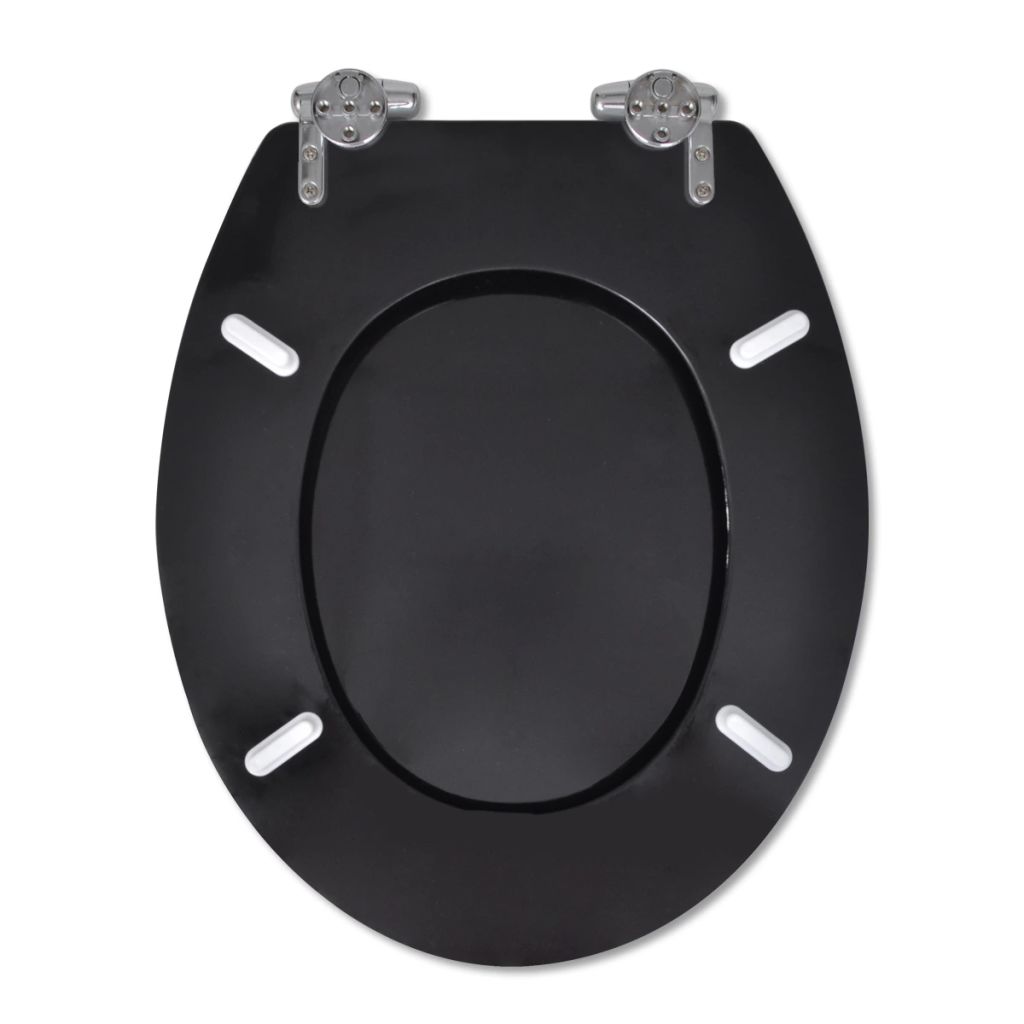 Toilettensitz MDF Deckel mit Absenkautomatik Design Schwarz