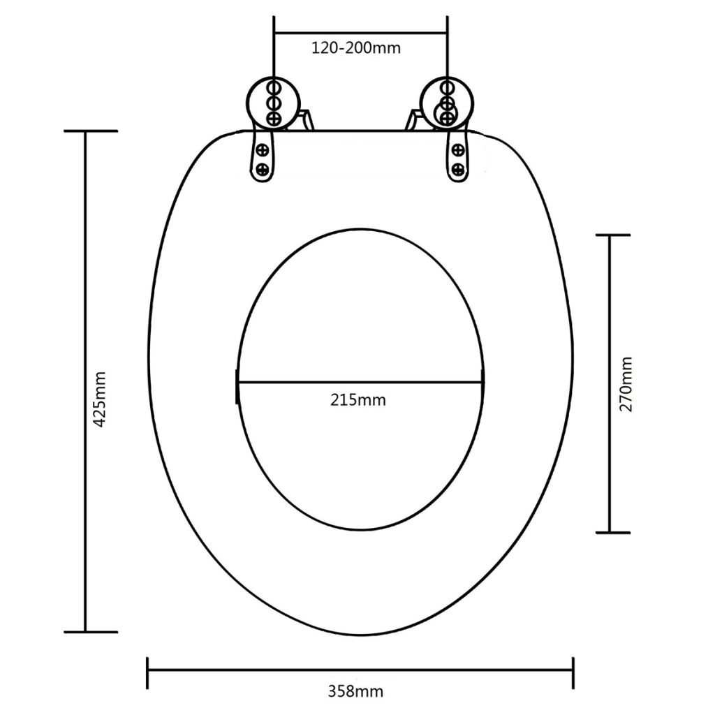 Toilettensitz MDF Deckel Schlichtes Design Schwarz