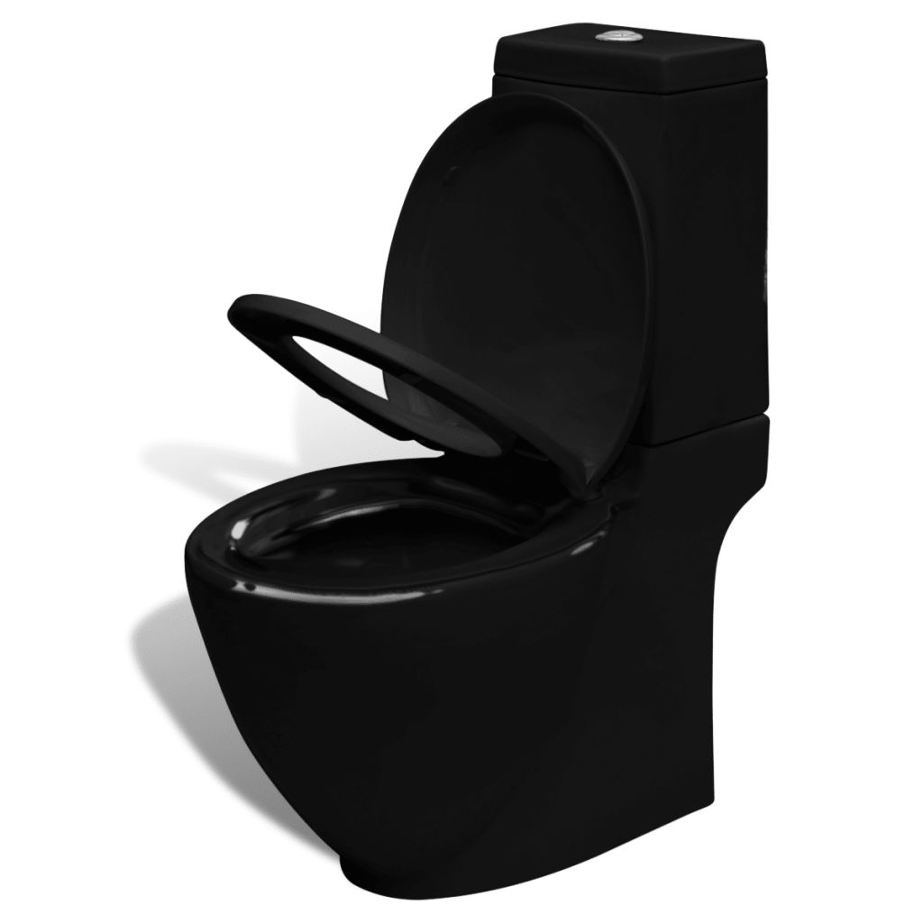 Stand-WC & Bidet Set Schwarz Keramik