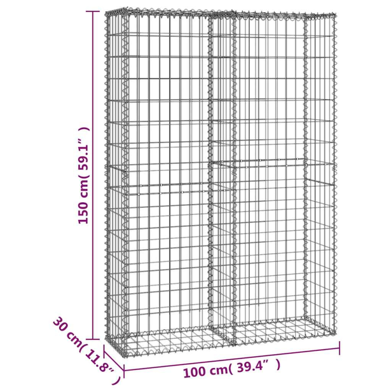 Steinkorb Gabione mit Deckeln Verzinkter Draht 150×100×30 cm