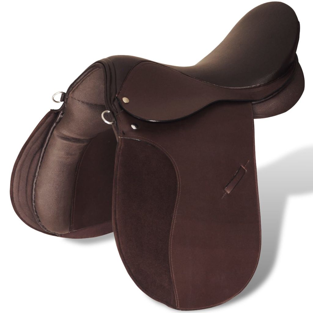 Pferdereiten Sattelset 16 echtes Leder braun 14 cm 5-in-1