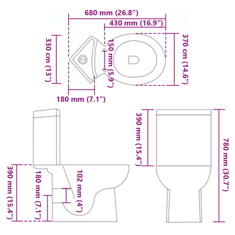 Toilette für Ecke Keramik Weiß