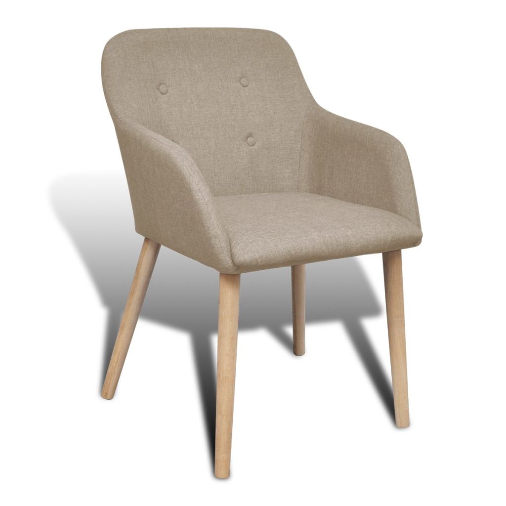 Esszimmerstühle 2 Stk. Beige Stoff und Massivholz Eiche