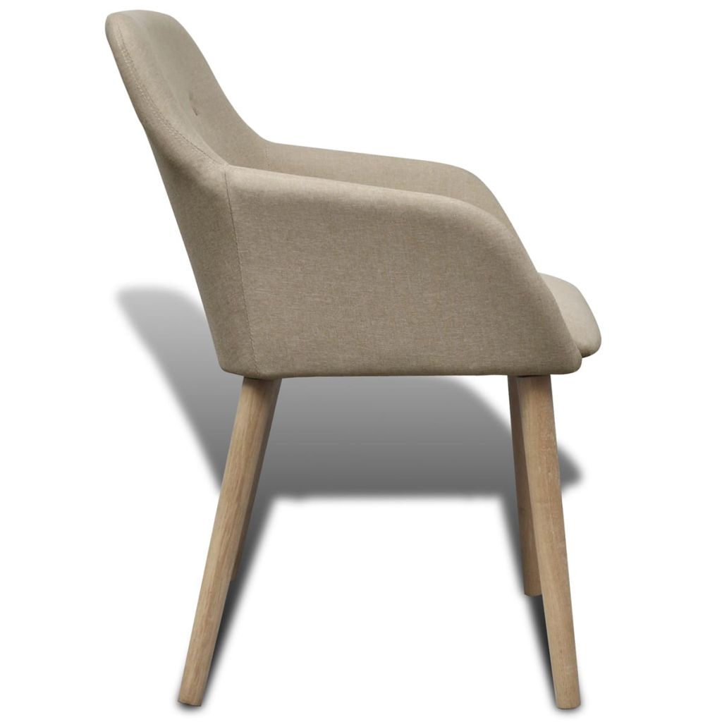 Esszimmerstühle 2 Stk. Beige Stoff und Massivholz Eiche