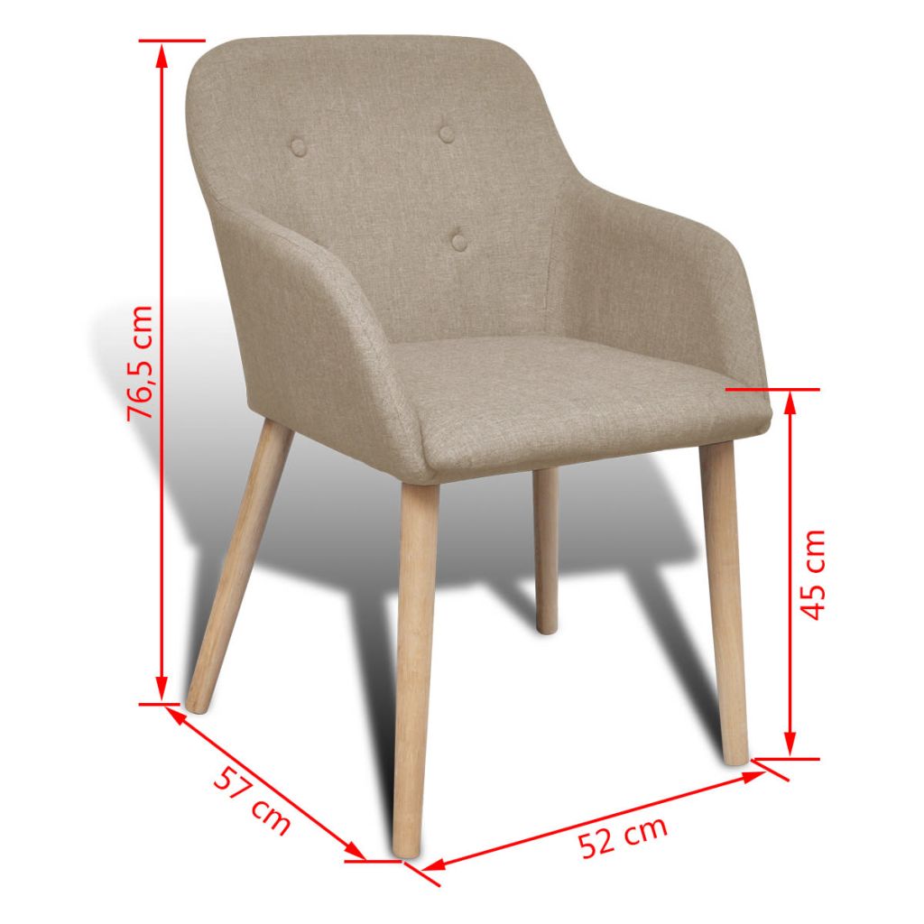 Esszimmerstühle 2 Stk. Beige Stoff und Massivholz Eiche