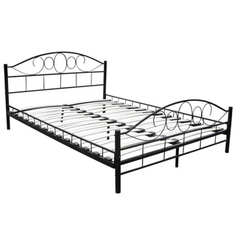 Bett mit Matratze Schwarz Metall 180×200 cm