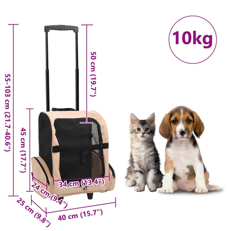 Trolley für Haustiere 3-in-1 Faltbar Beige