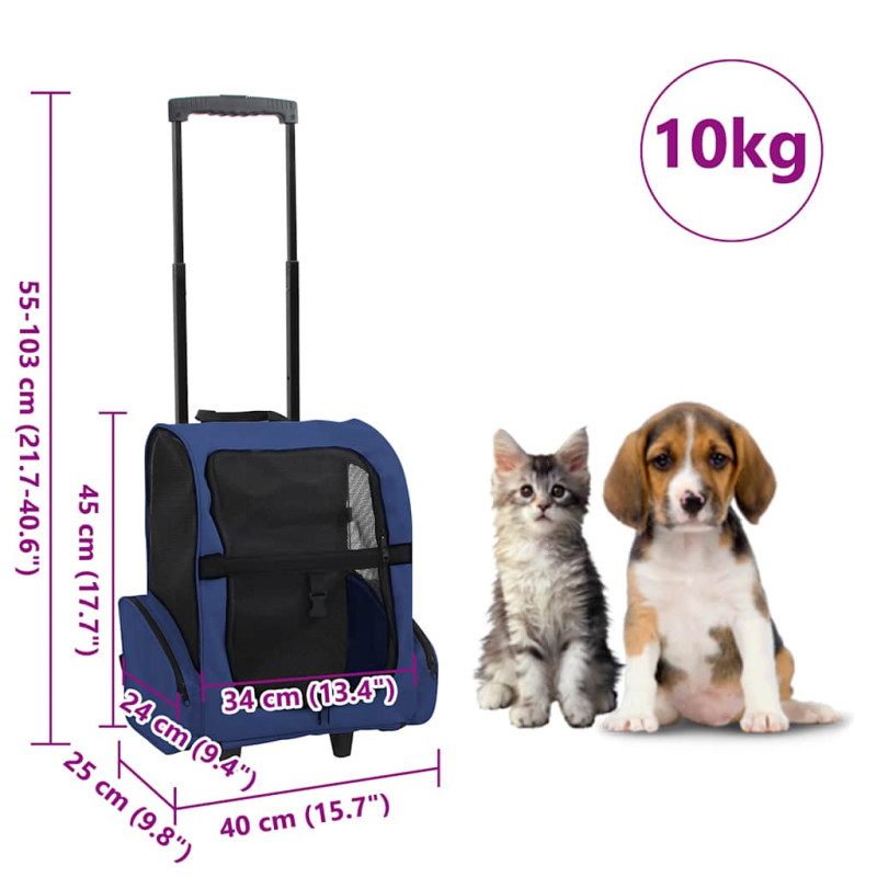 Trolley für Haustiere 3-in-1 Faltbar Blau