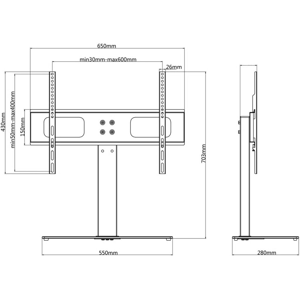 TV-Halterung mit Standfuß 600x400 mm 32 - 70