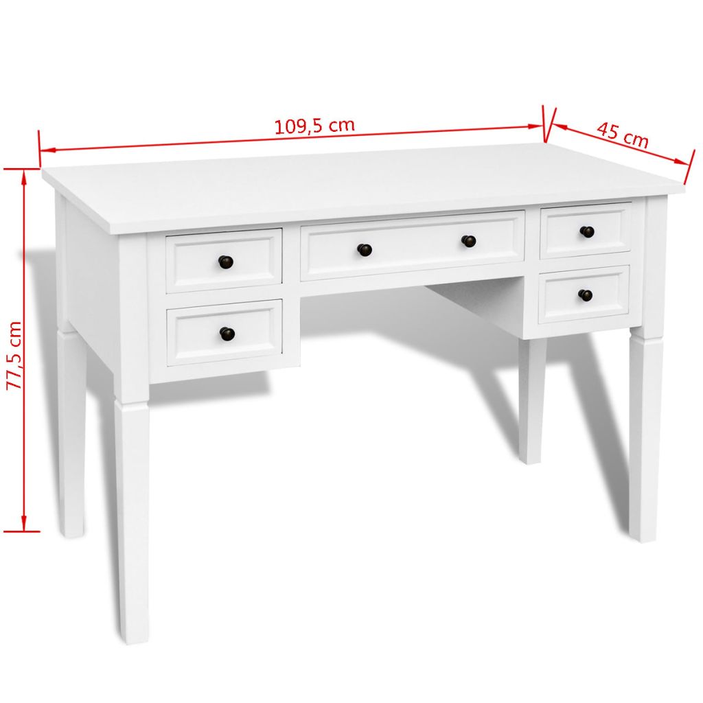 Weißer Schreibtisch mit 5 Schubladen