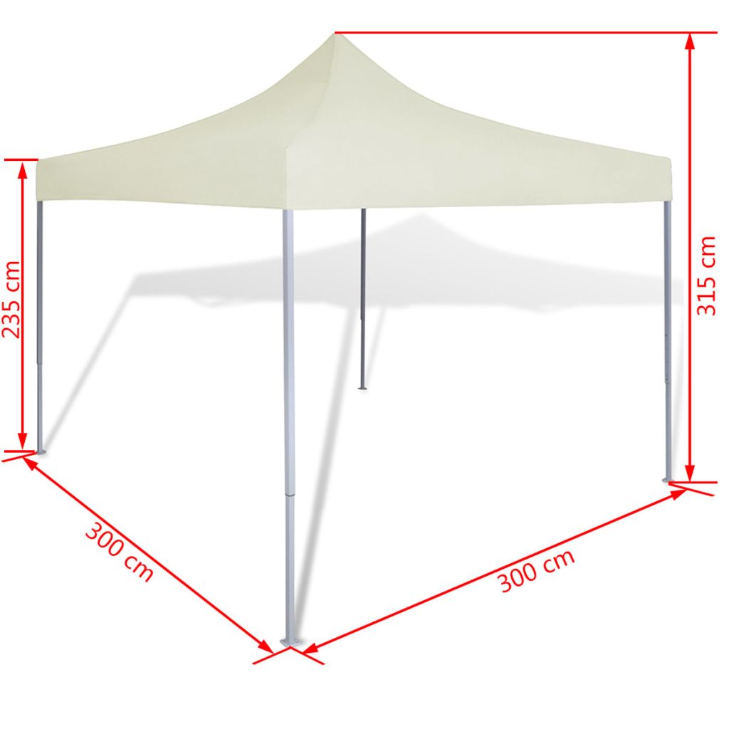 Partyzelt Überdachung faltbar 3 x 3 m Cremeweiß