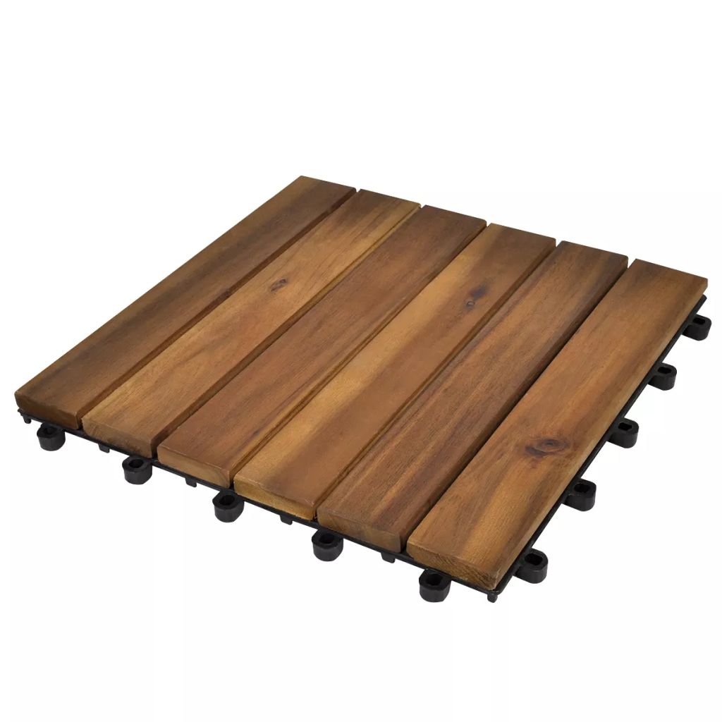 10 x Fliese aus Akazienholz 30 x 30 cm vertikales Muster