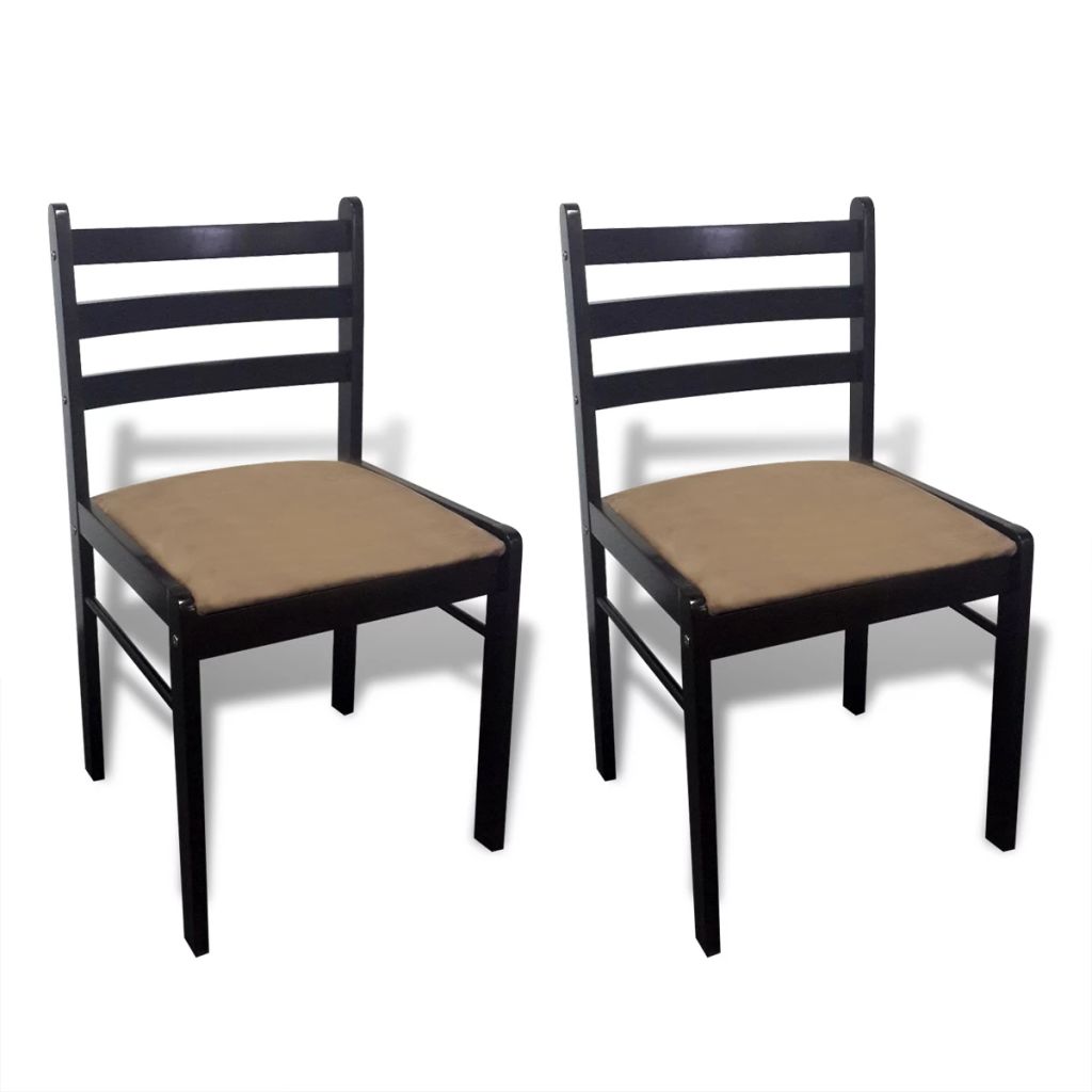Esszimmerstühle 2 Stk. Braun Massivholz Gummibaum und Samt