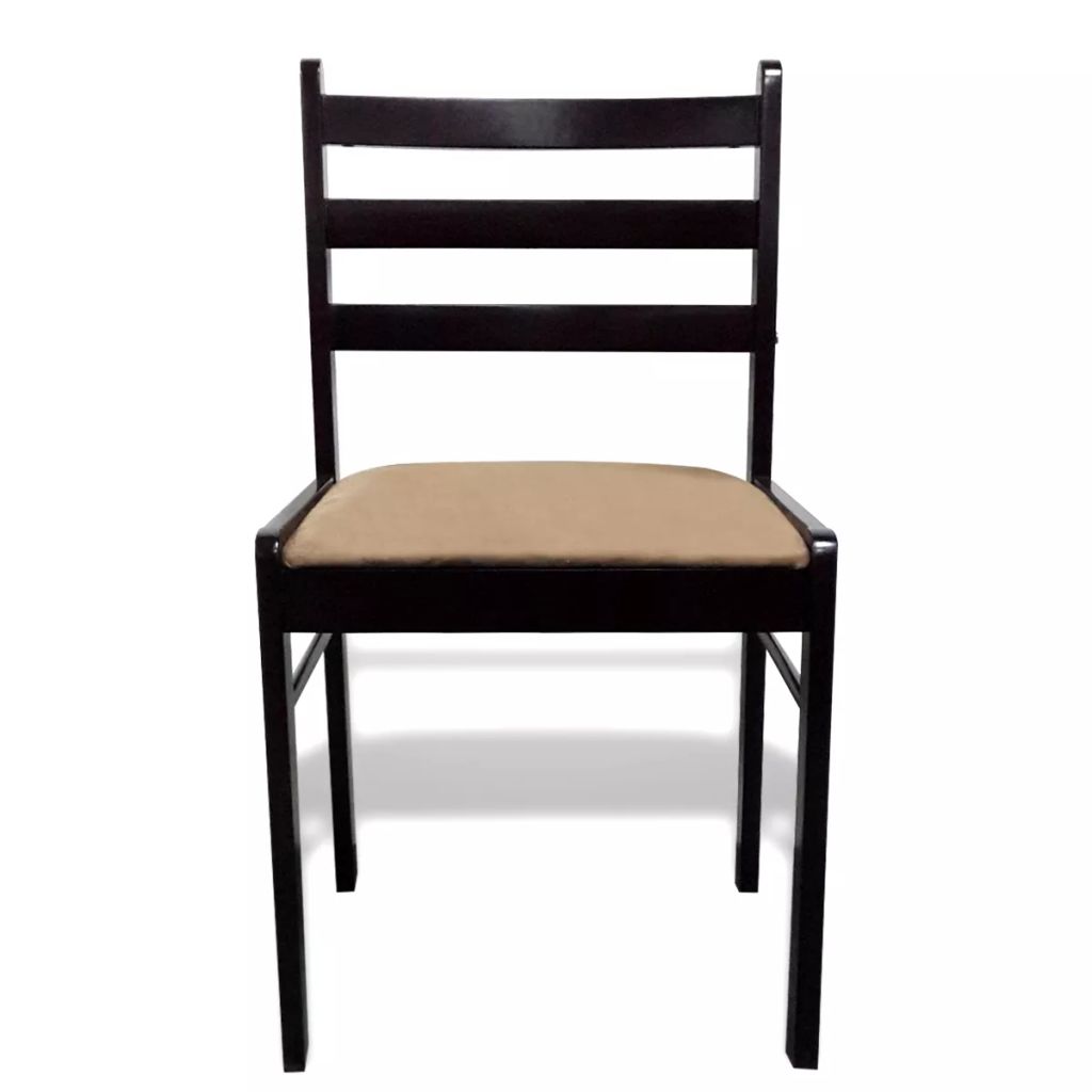 Esszimmerstühle 2 Stk. Braun Massivholz Gummibaum und Samt