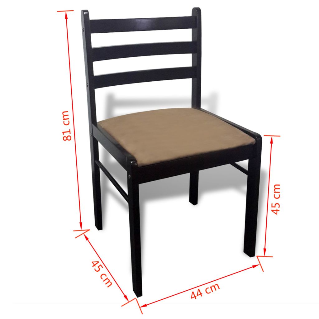 Esszimmerstühle 4 Stk. Braun Massivholz Gummibaum und Samt