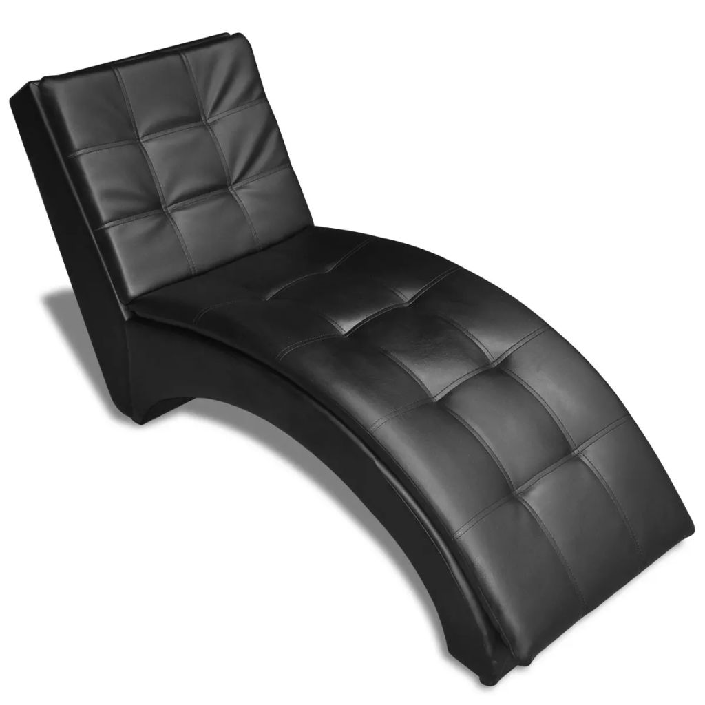 Chaiselongue mit Kissen Schwarz Kunstleder