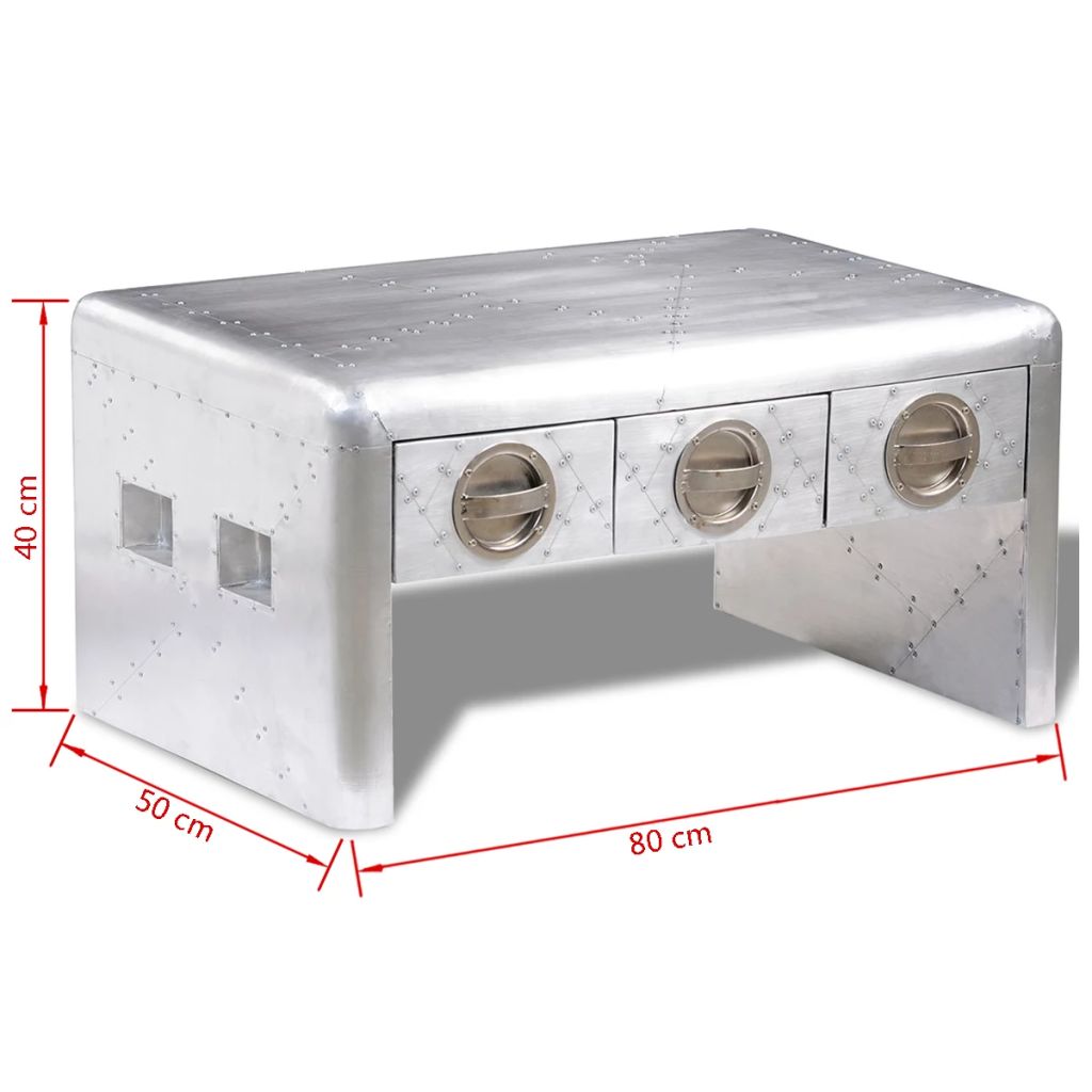 Couchtisch mit 3 Schubladen Vintage Flugzeug-Stil