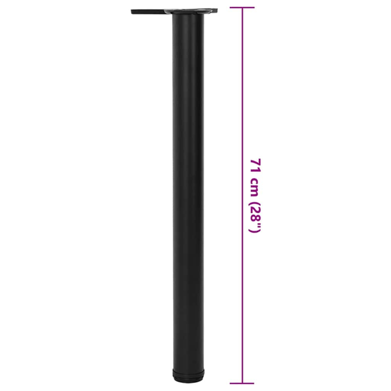 4x höhenverstellbares Tischbein Schwarz 710 mm