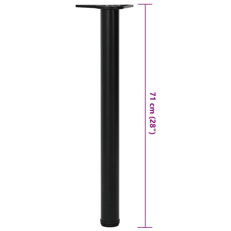 4x höhenverstellbares Tischbein Schwarz 710 mm
