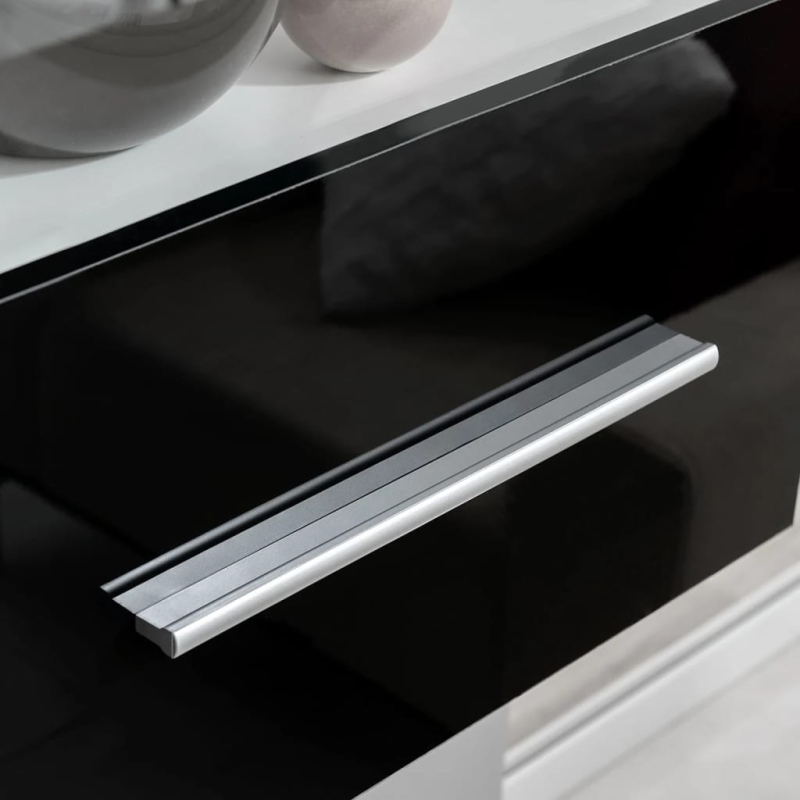 4-tlg. Wohnwand mit TV-Schrank & LED-Leuchten Hochglanz-Schwarz