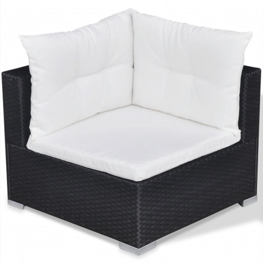 10-tlg. Garten-Lounge-Set mit Auflagen Poly Rattan Schwarz