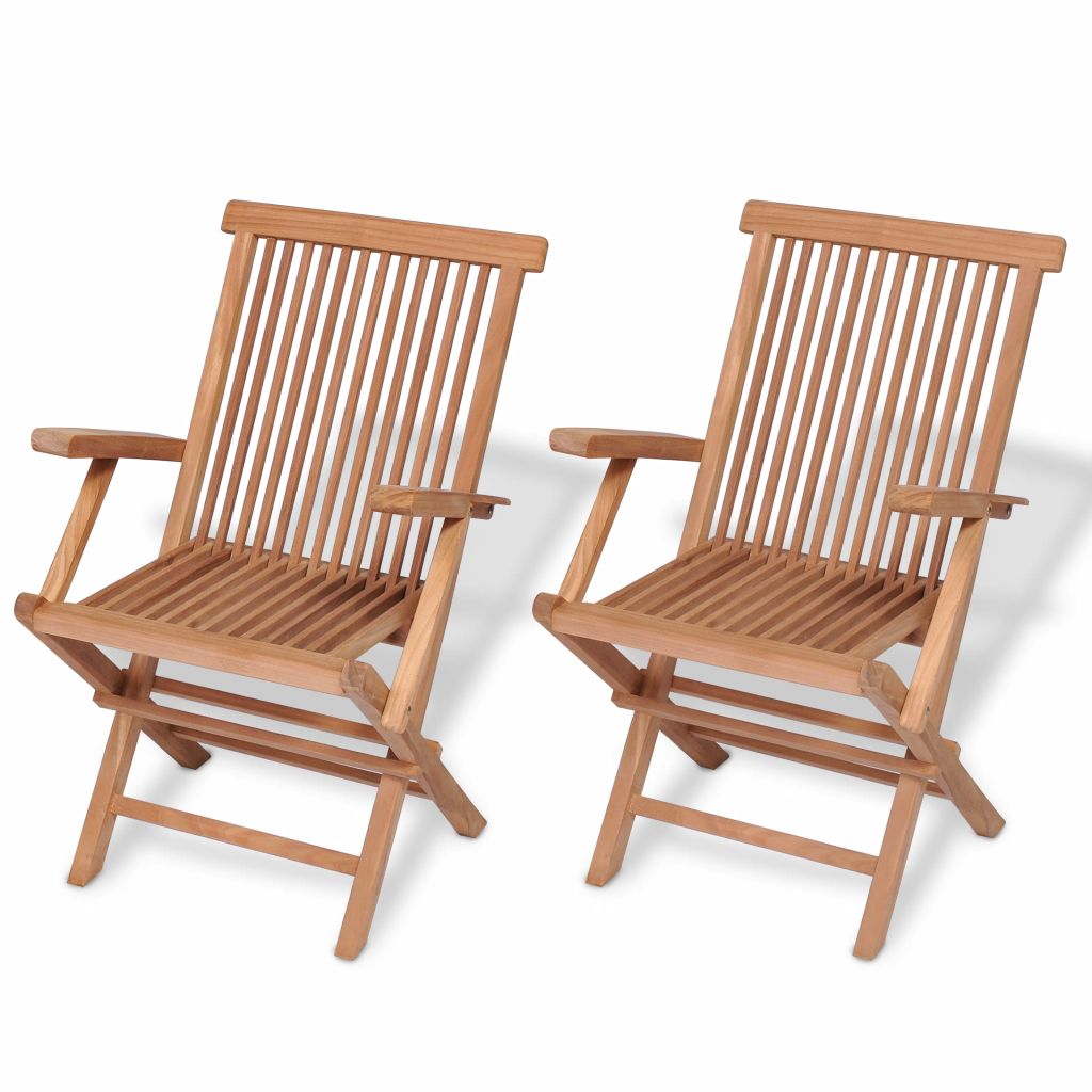 Gartenstühle 2 Stk. Klappbar Massivholz Teak