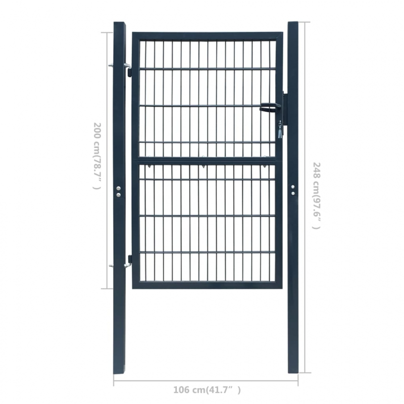 Zauntor Stahl 106x248 cm Anthrazit