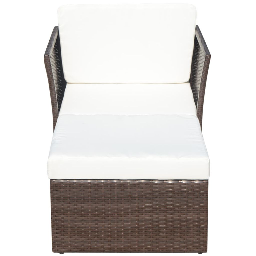 Gartensessel mit Fußhocker Poly Rattan Braun