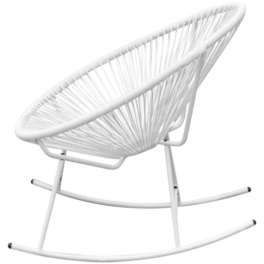 Garten-Schaukelstuhl Weiß Poly Rattan
