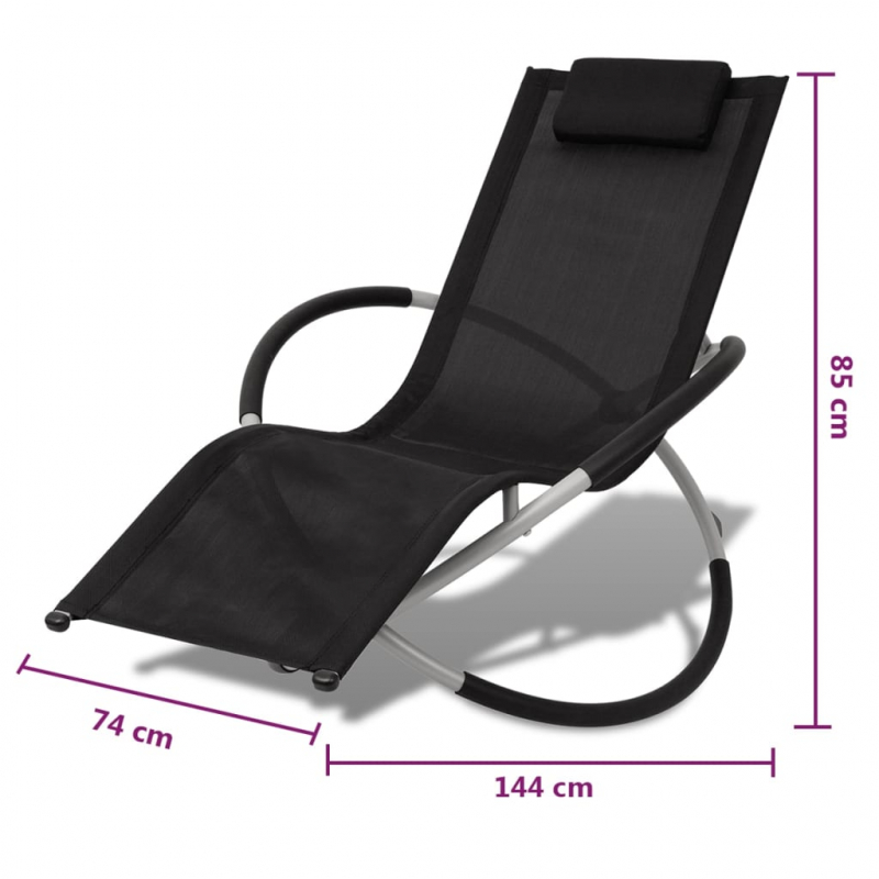 Sonnenliege Geometrisch Outdoor Stahl Schwarz und Grau
