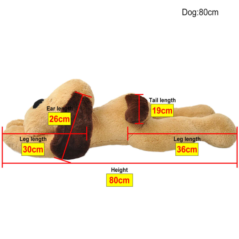 Hund Kuscheltier Plüsch Braun 80 cm