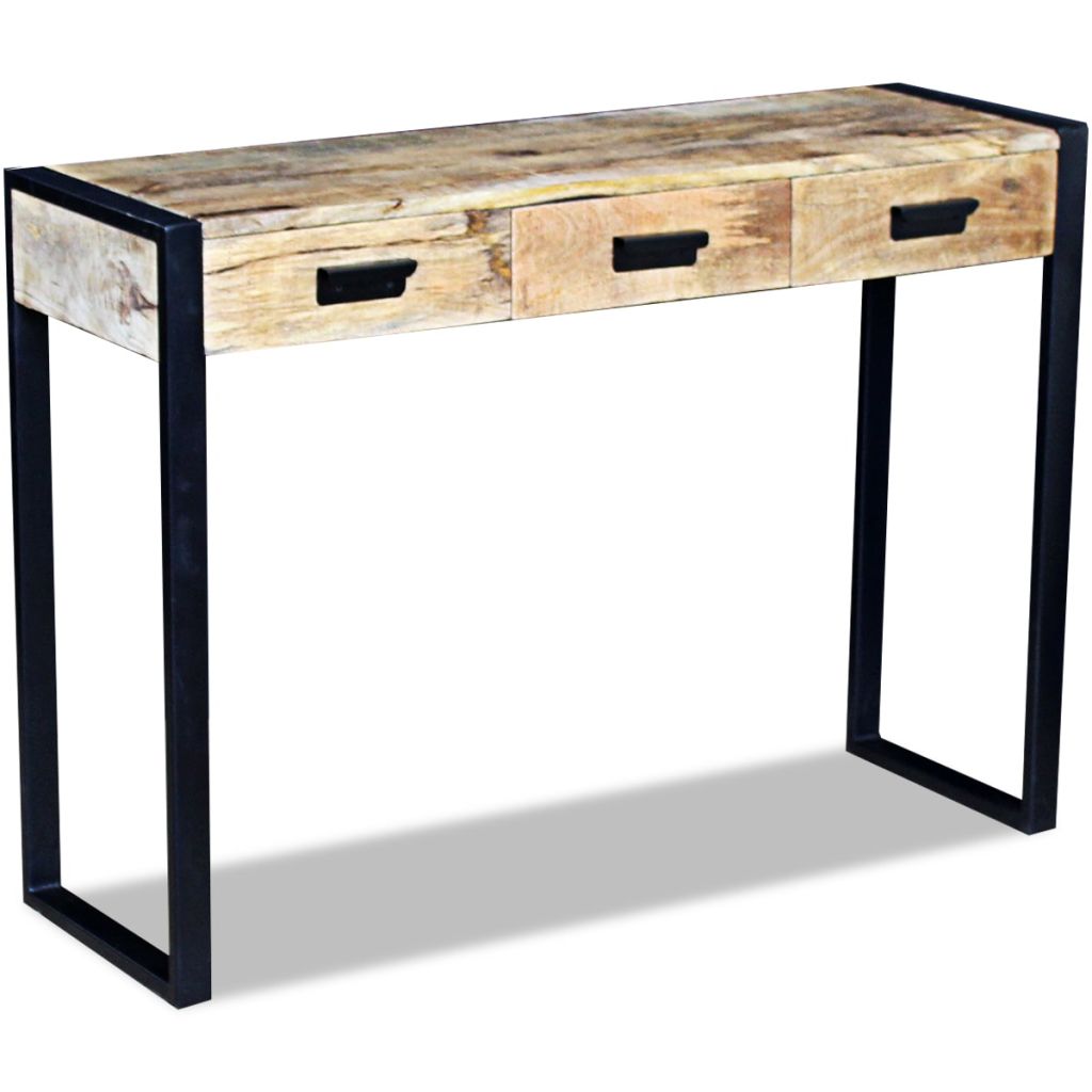 Konsolentisch mit 3 Schubladen Mangoholz Massiv 110x35x78 cm