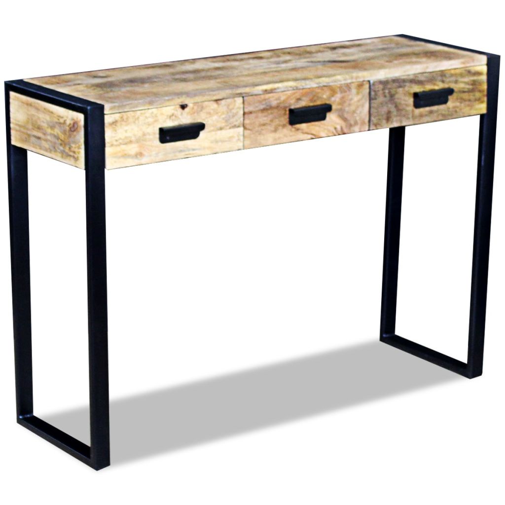 Konsolentisch mit 3 Schubladen Mangoholz Massiv 110x35x78 cm